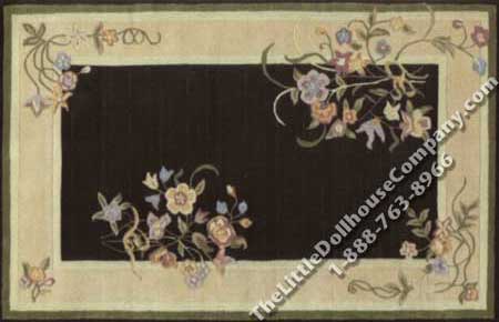 (image for) Dollhouse Scale Model Black, Peach, and Flowers Carpet