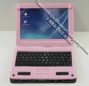 (image for) Dollhouse Scale Model Pink Laptop