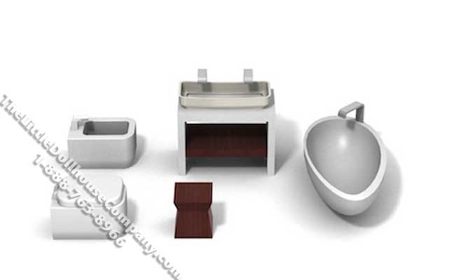 (image for) 3/4 Scale Contemporary Bathroom Set for Dollhouses