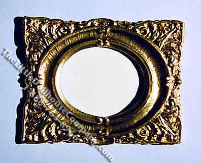 (image for) Miniature Gold Coloured Rectangular Frame Mirror for Dollhouses