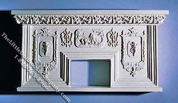 (image for) Miniature Ornate White Fireplace Mantel for Dollhouses