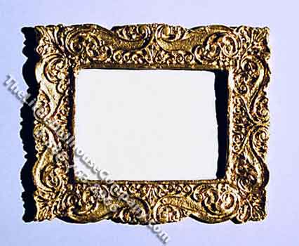(image for) Miniature Gold Coloured Rectangular Frame Mirror for Dollhouses